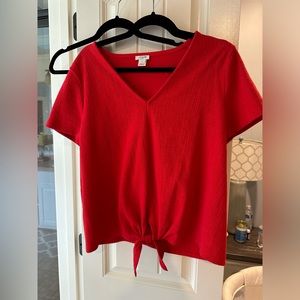 j crew red top
